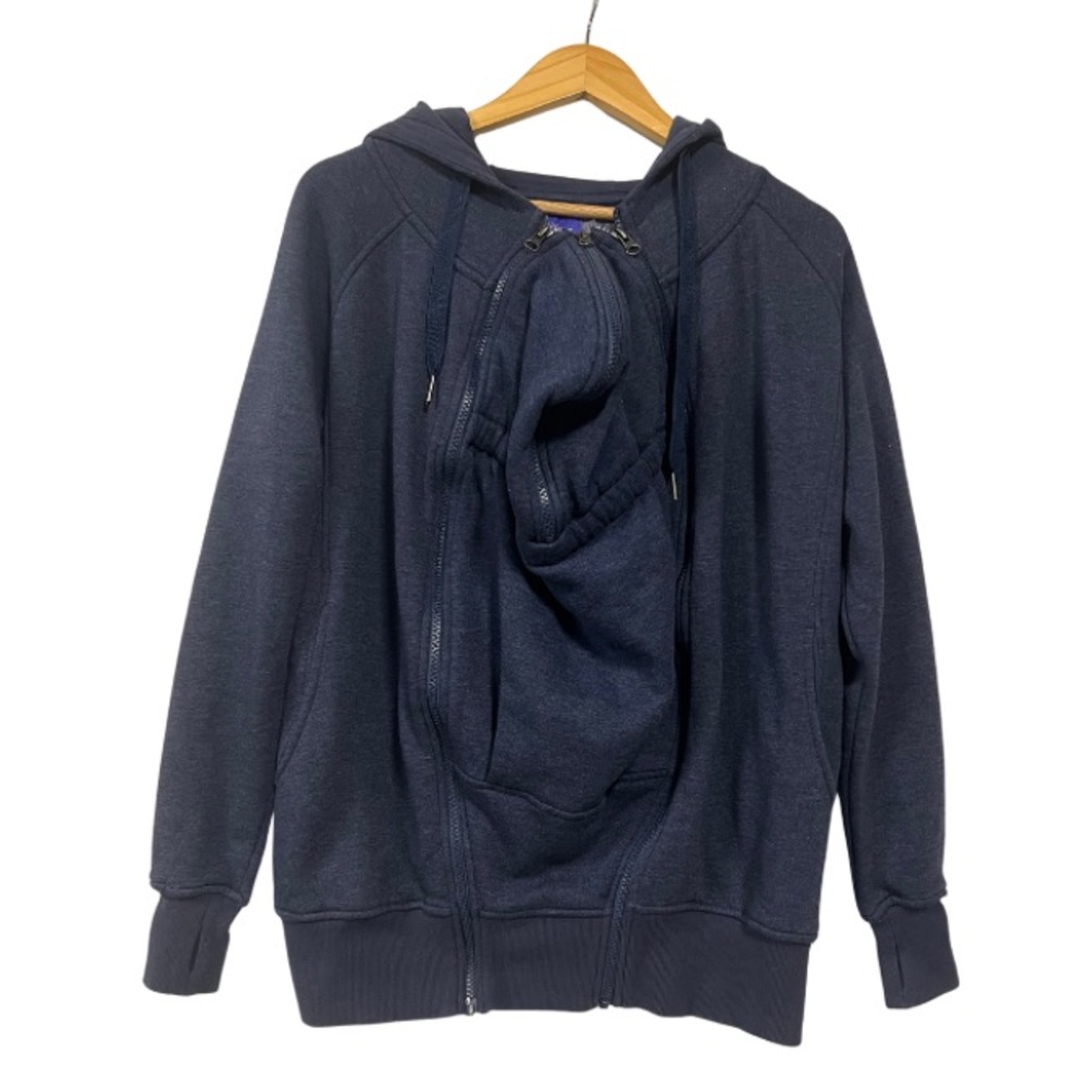 Seraphine Maternity Navy Hoodie Zip-off Kangaroo Baby Panel Small